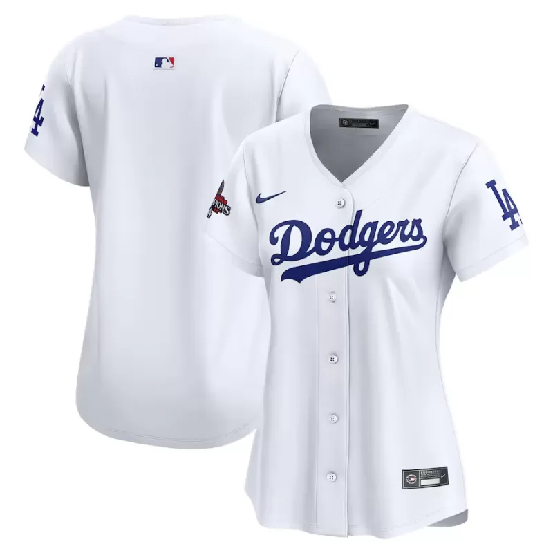 Women's Los Angeles Dodgers Nike White 2024 World Series Champions Home Limited Jersey Women's Los Angeles Dodgers Nike White 2024 World Series Champions Home Limited Jersey