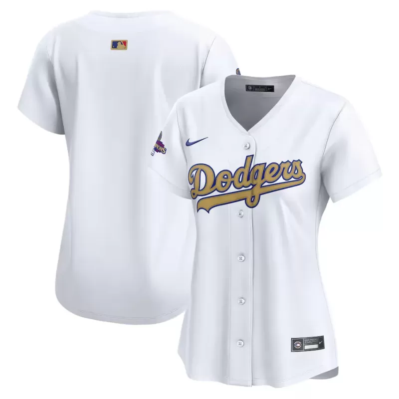 Women's Los Angeles Dodgers Nike White 2025 Gold Collection Limited Jersey Women's Los Angeles Dodgers Nike White 2025 Gold Collection Limited Jersey