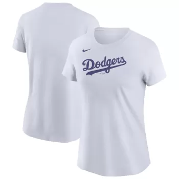 Women's Los Angeles Dodgers Nike White Wordmark T-Shirt Women's Los Angeles Dodgers Nike White Wordmark T-Shirt