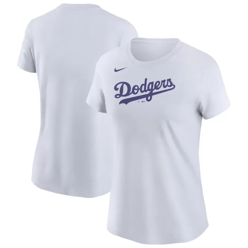 Women's Los Angeles Dodgers Nike White Wordmark T-Shirt Women's Los Angeles Dodgers Nike White Wordmark T-Shirt