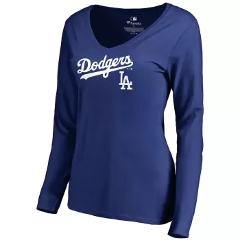 Women's Los Angeles Dodgers Royal Team Lockup Slim Fit Long Sleeve V-Neck T-Shirt Women's Los Angeles Dodgers Royal Team Lockup Slim Fit Long Sleeve V-Neck T-Shirt