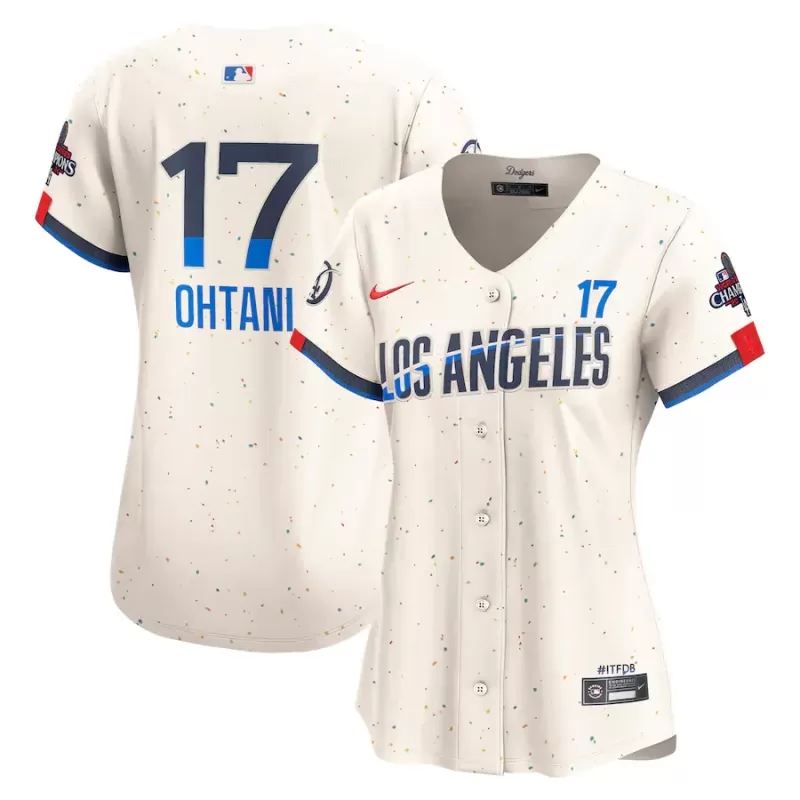 Women's Los Angeles Dodgers Shohei Ohtani Nike Cream 2024 World Series Champions City Connect Limited Player Jersey Women's Los Angeles Dodgers Shohei Ohtani Nike Cream 2024 World Series Champions City Connect Limited Player Jersey