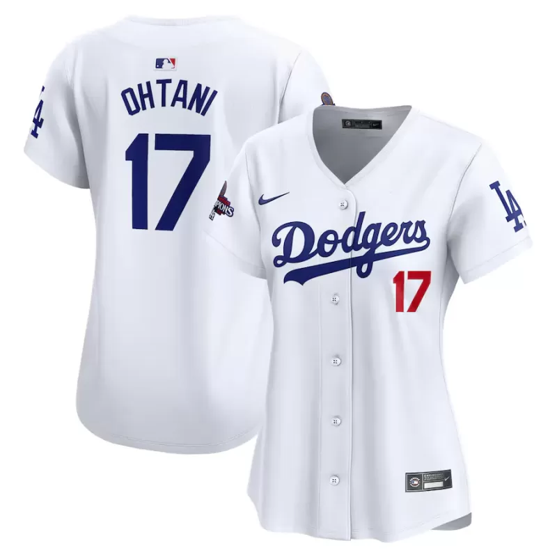 Women's Los Angeles Dodgers Shohei Ohtani Nike White 2024 World Series Champions Home Limited Player Jersey Women's Los Angeles Dodgers Shohei Ohtani Nike White 2024 World Series Champions Home Limited Player Jersey