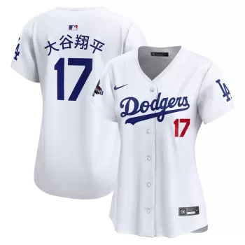 Women's Los Angeles Dodgers Shohei Ohtani Nike White 2024 World Series Champions Japanese Characters Limited Player Jersey Women's Los Angeles Dodgers Shohei Ohtani Nike White 2024 World Series Champions Japanese Characters Limited Player Jersey