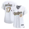 Women's Los Angeles Dodgers Shohei Ohtani Nike White 2025 Gold Collection Limited Jersey Women's Los Angeles Dodgers Shohei Ohtani Nike White 2025 Gold Collection Limited Jersey