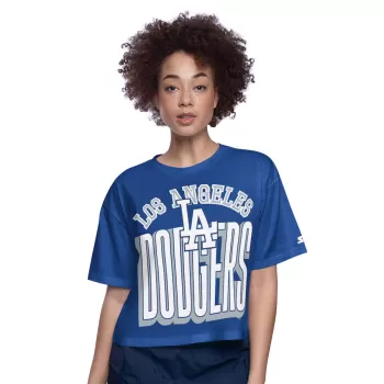Women's Los Angeles Dodgers Starter Royal Play the Ball Boxy Cropped T-Shirt Women's Los Angeles Dodgers Starter Royal Play the Ball Boxy Cropped T-Shirt