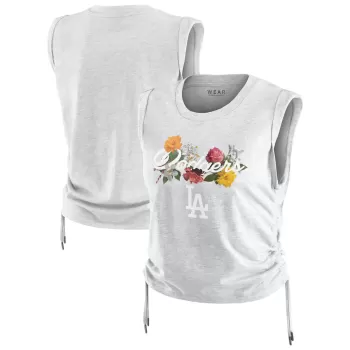 Women's Los Angeles Dodgers WEAR by Erin Andrews Heather Gray Cinched Tank Top Women's Los Angeles Dodgers WEAR by Erin Andrews Heather Gray Cinched Tank Top