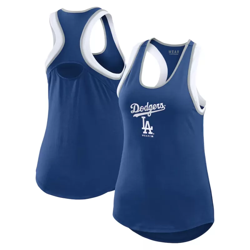 Women's Los Angeles Dodgers WEAR by Erin Andrews Royal Colorblock Racerback Tank Top Women's Los Angeles Dodgers WEAR by Erin Andrews Royal Colorblock Racerback Tank Top