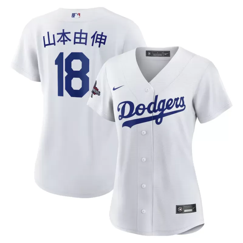 Women's Los Angeles Dodgers Yoshinobu Yamamoto Nike White 2024 World Series Champions Home Japanese Characters Replica Player Jersey Women's Los Angeles Dodgers Yoshinobu Yamamoto Nike White 2024 World Series Champions Home Japanese Characters Replica Player Jersey