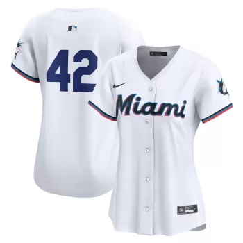 Women's Miami Marlins Nike White 2024 Jackie Robinson Day Home Limited Jersey Women's Miami Marlins Nike White 2024 Jackie Robinson Day Home Limited Jersey