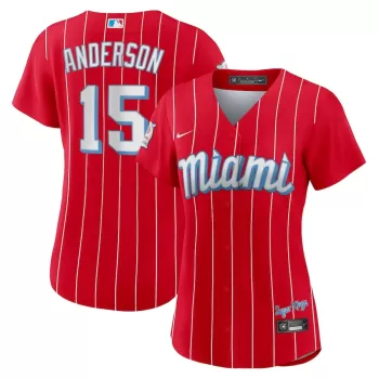 Women's Miami Marlins Brian Anderson Nike Red 2021 City Connect Replica Player Jersey Women's Miami Marlins Brian Anderson Nike Red 2021 City Connect Replica Player Jersey