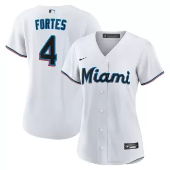 Women's Miami Marlins Nick Fortes Nike White Home Replica Jersey