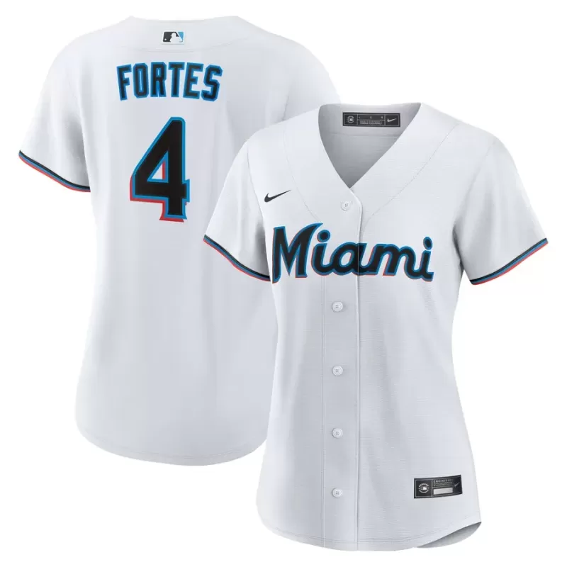 Women's Miami Marlins Nick Fortes Nike White Home Replica Jersey Women's Miami Marlins Nick Fortes Nike White Home Replica Jersey