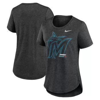 Women's Miami Marlins Nike Heather Black Touch Tri-Blend T-Shirt Women's Miami Marlins Nike Heather Black Touch Tri-Blend T-Shirt