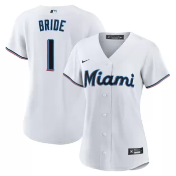 Women's Miami Marlins Nike White #1 Bride Home Replica Jersey Women's Miami Marlins Nike White #1 Bride Home Replica Jersey