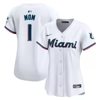 Women's Miami Marlins Nike White #1 Mom Home Limited Jersey Women's Miami Marlins Nike White #1 Mom Home Limited Jersey
