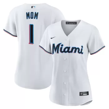 Women's Miami Marlins Nike White #1 Mom Home Replica Jersey Women's Miami Marlins Nike White #1 Mom Home Replica Jersey