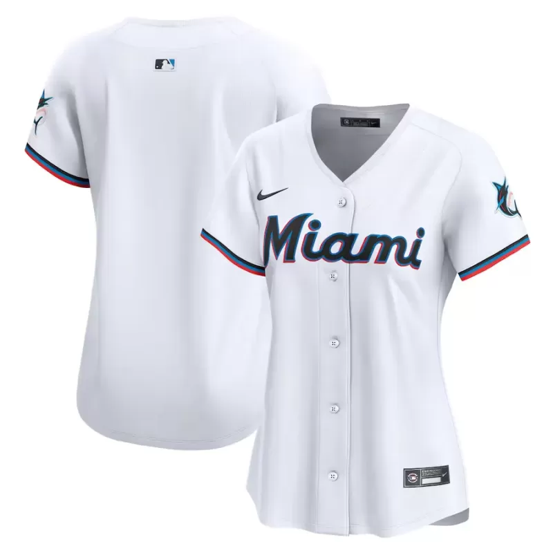 Women's Miami Marlins Nike White Home Limited Jersey Women's Miami Marlins Nike White Home Limited Jersey