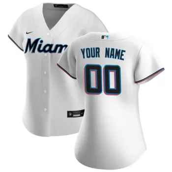 Women's Miami Marlins Nike White Home Replica Custom Jersey Women's Miami Marlins Nike White Home Replica Custom Jersey