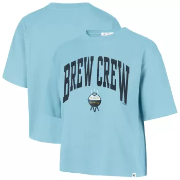 Women's Milwaukee Brewers '47 Powder Blue City Connect Shale Drop Shoulder Cropped T-Shirt Women's Milwaukee Brewers '47 Powder Blue City Connect Shale Drop Shoulder Cropped T-Shirt
