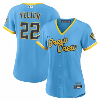 Women's Milwaukee Brewers Christian Yelich Nike Powder Blue City Connect Replica Player Jersey Women's Milwaukee Brewers Christian Yelich Nike Powder Blue City Connect Replica Player Jersey