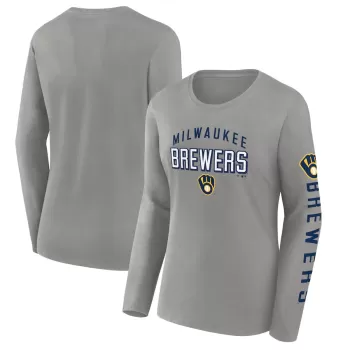Women's Milwaukee Brewers Fanatics Gray Team Long Sleeve T-Shirt Women's Milwaukee Brewers Fanatics Gray Team Long Sleeve T-Shirt