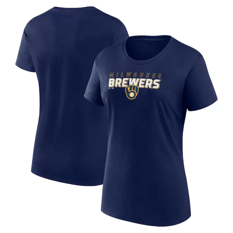 Women's Milwaukee Brewers Fanatics Navy Lean T-Shirt Women's Milwaukee Brewers Fanatics Navy Lean T-Shirt