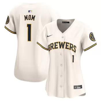 Women's Milwaukee Brewers Nike Cream #1 Mom Home Limited Jersey Women's Milwaukee Brewers Nike Cream #1 Mom Home Limited Jersey