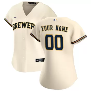 Women's Milwaukee Brewers Nike Cream Home Replica Custom Jersey Women's Milwaukee Brewers Nike Cream Home Replica Custom Jersey