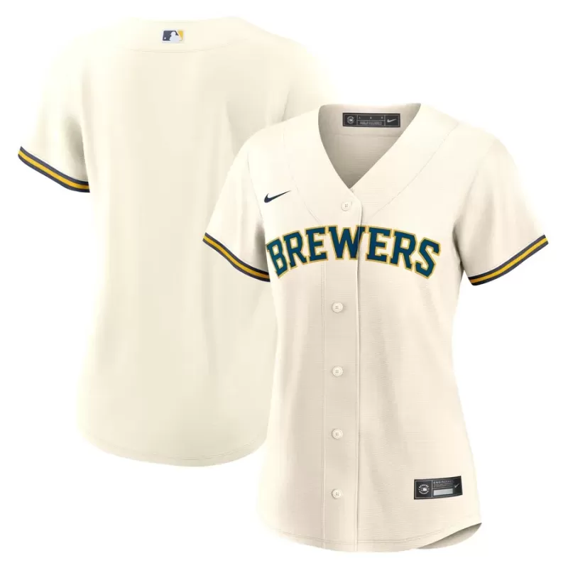 Women's Milwaukee Brewers Nike Cream Home Replica Team Jersey Women's Milwaukee Brewers Nike Cream Home Replica Team Jersey