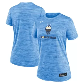 Women's Milwaukee Brewers Nike Powder Blue Authentic Collection City Connect Velocity Performance T-Shirt Women's Milwaukee Brewers Nike Powder Blue Authentic Collection City Connect Velocity Performance T-Shirt