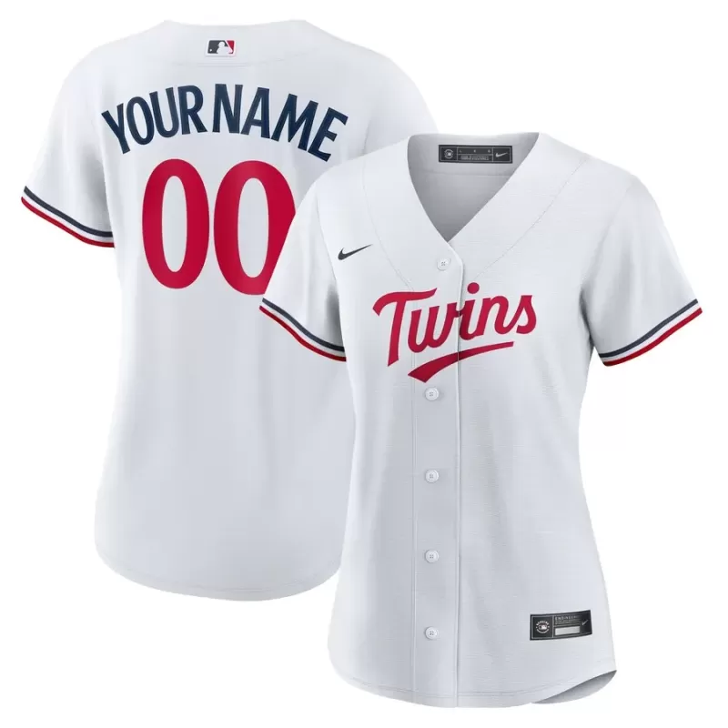 Women's Minnesota Twins Nike White Home Replica Custom Jersey Women's Minnesota Twins Nike White Home Replica Custom Jersey