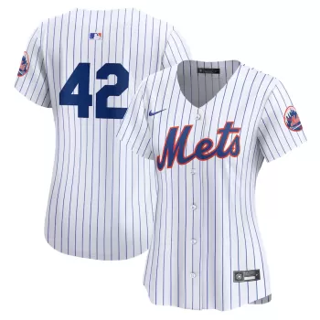 Women's New York Mets Nike White 2024 Jackie Robinson Day Home Limited Jersey Women's New York Mets Nike White 2024 Jackie Robinson Day Home Limited Jersey