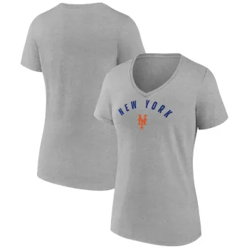 Women's New York Mets Fanatics Gray V-Neck T-Shirt Women's New York Mets Fanatics Gray V-Neck T-Shirt