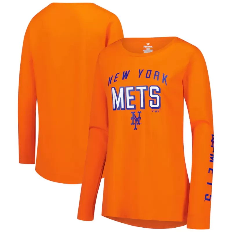 Women's New York Mets Fanatics Orange Team Long Sleeve T-Shirt Women's New York Mets Fanatics Orange Team Long Sleeve T-Shirt