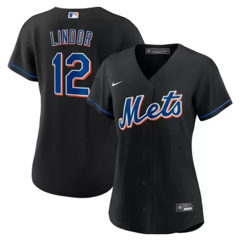 Women's New York Mets Francisco Lindor Nike Black 2022 Alternate Replica Player Jersey Women's New York Mets Francisco Lindor Nike Black 2022 Alternate Replica Player Jersey