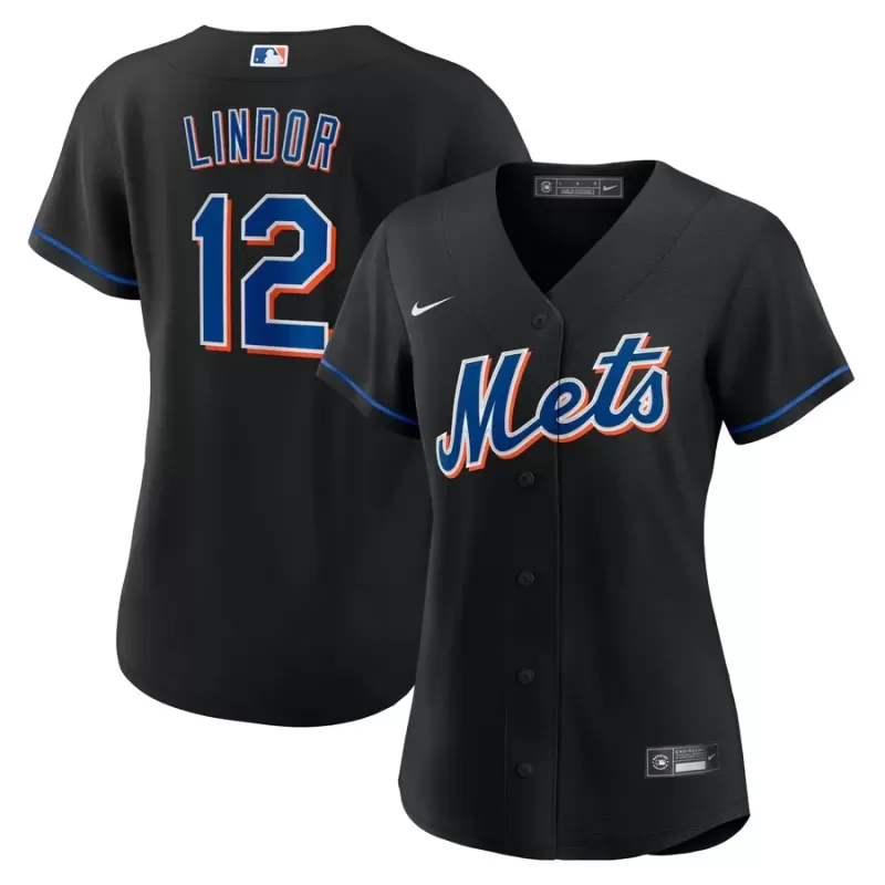 Women's New York Mets Francisco Lindor Nike Black 2022 Alternate Replica Player Jersey Women's New York Mets Francisco Lindor Nike Black 2022 Alternate Replica Player Jersey