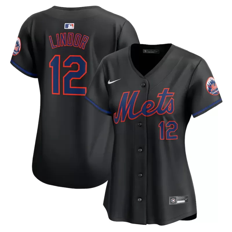 Women's New York Mets Francisco Lindor Nike Black Alternate Limited Player Jersey Women's New York Mets Francisco Lindor Nike Black Alternate Limited Player Jersey