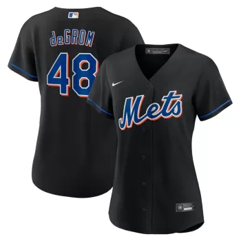 Women's New York Mets Jacob deGrom Nike Black 2022 Alternate Replica Player Jersey Women's New York Mets Jacob deGrom Nike Black 2022 Alternate Replica Player Jersey