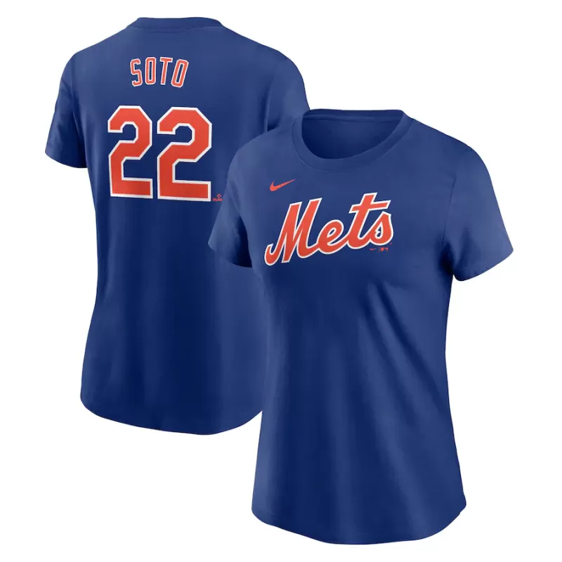 Women's New York Mets Juan Soto Nike Royal Fuse Name & Number T-Shirt Women's New York Mets Juan Soto Nike Royal Fuse Name & Number T-Shirt