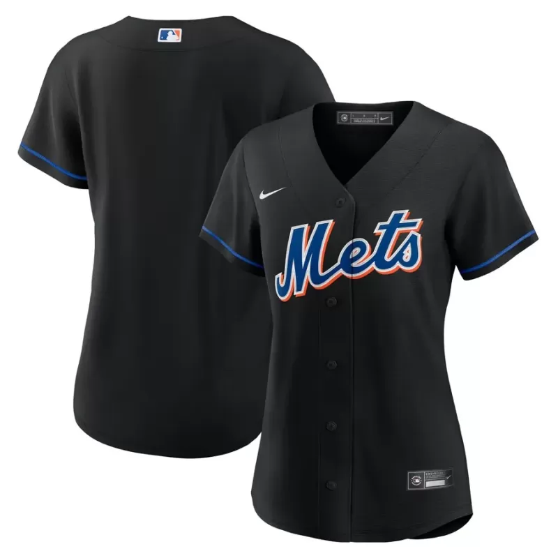 Women's New York Mets Nike Black 2022 Alternate Replica Team Jersey Women's New York Mets Nike Black 2022 Alternate Replica Team Jersey