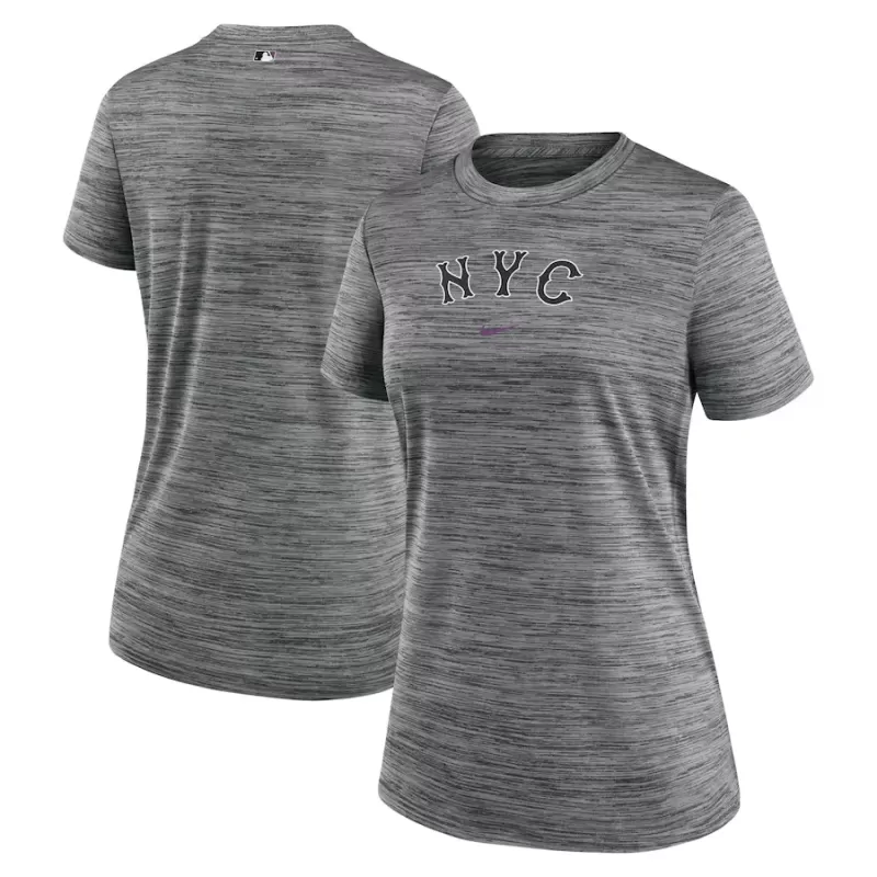 Women's New York Mets Nike Charcoal 2024 City Connect Authentic Collection Performance Practice Velocity T-Shirt Women's New York Mets Nike Charcoal 2024 City Connect Authentic Collection Performance Practice Velocity T-Shirt