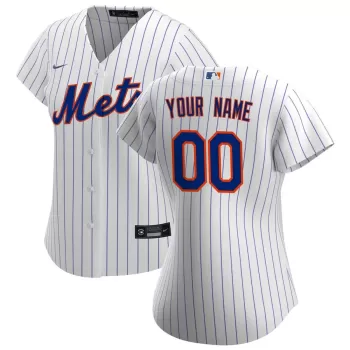 Women's New York Mets Nike White Home Replica Custom Jersey Women's New York Mets Nike White Home Replica Custom Jersey