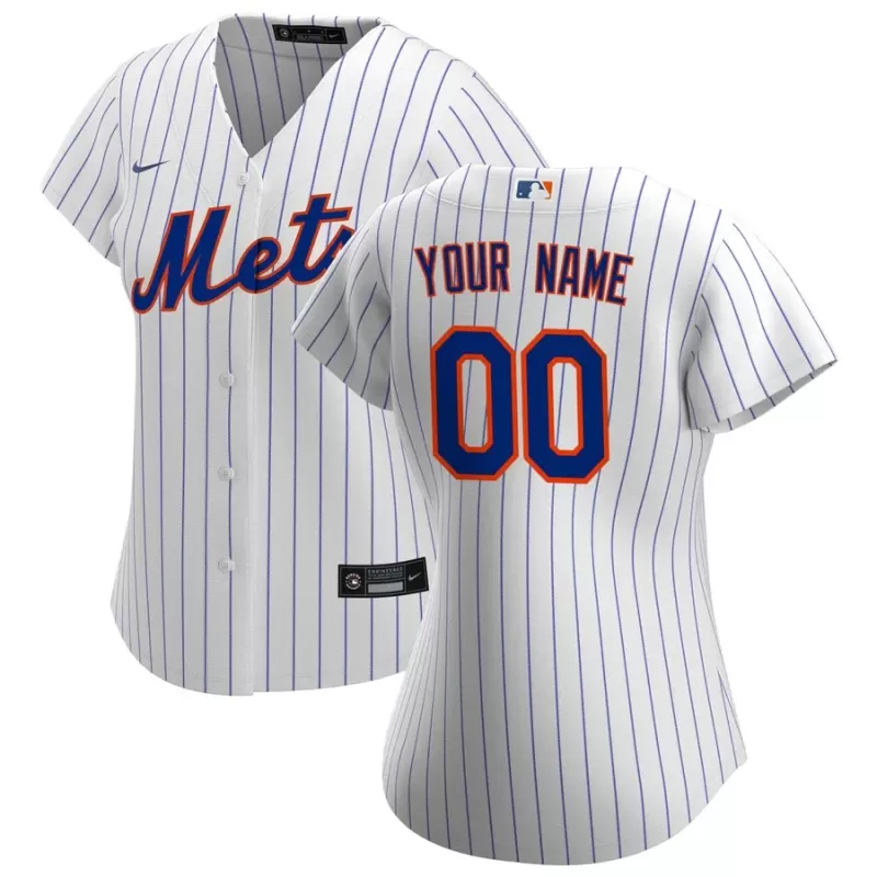 Women's New York Mets Nike White Home Replica Custom Jersey Women's New York Mets Nike White Home Replica Custom Jersey