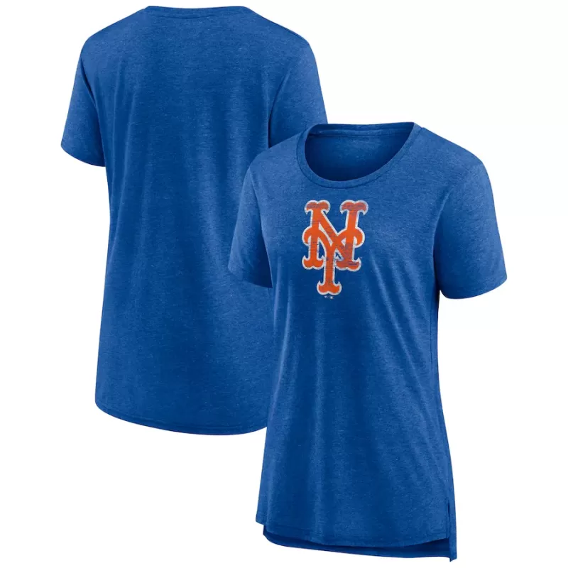 Women's New York Mets Royal Weathered Official Logo Tri-Blend T-Shirt Women's New York Mets Royal Weathered Official Logo Tri-Blend T-Shirt