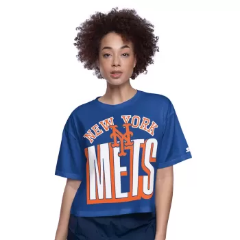 Women's New York Mets Starter Royal Play the Ball Boxy Cropped T-Shirt Women's New York Mets Starter Royal Play the Ball Boxy Cropped T-Shirt