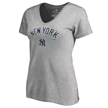 Women's New York Yankees Ash Team Lockup T-Shirt Women's New York Yankees Ash Team Lockup T-Shirt