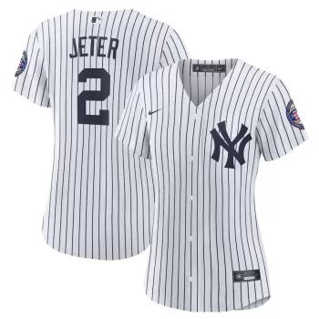Women's New York Yankees Derek Jeter Nike White/Navy 2020 Hall of Fame Induction Home Replica Player Name Jersey Women's New York Yankees Derek Jeter Nike White/Navy 2020 Hall of Fame Induction Home Replica Player Name Jersey