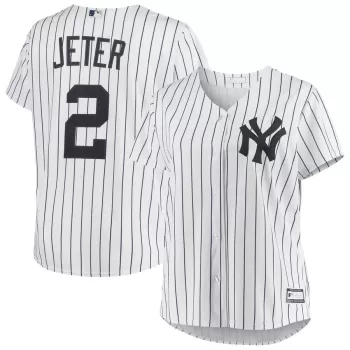 Women's New York Yankees Derek Jeter White Plus Size Replica Player Jersey Women's New York Yankees Derek Jeter White Plus Size Replica Player Jersey