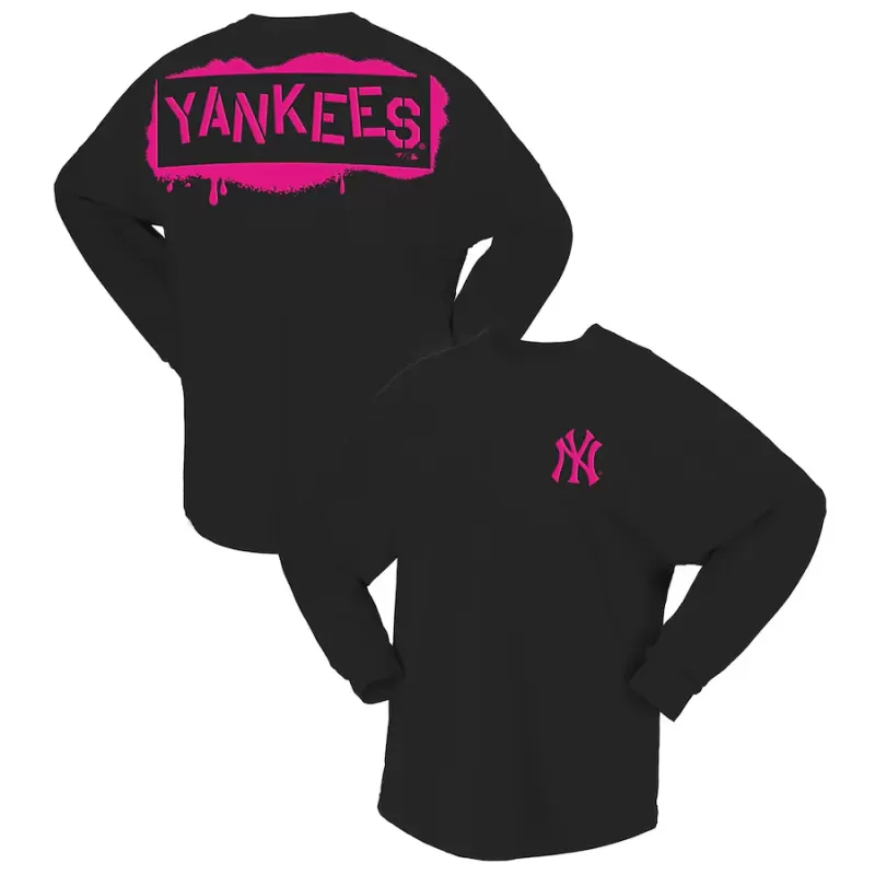 Women's New York Yankees Fanatics Black Neon Jersey Long Sleeve T-Shirt